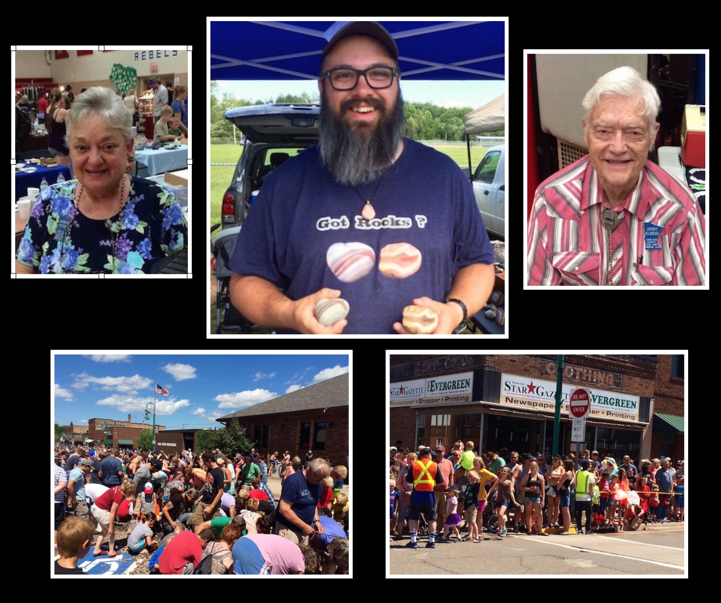 Photo collage of the friendly faces of the Moose Lake Agate Days